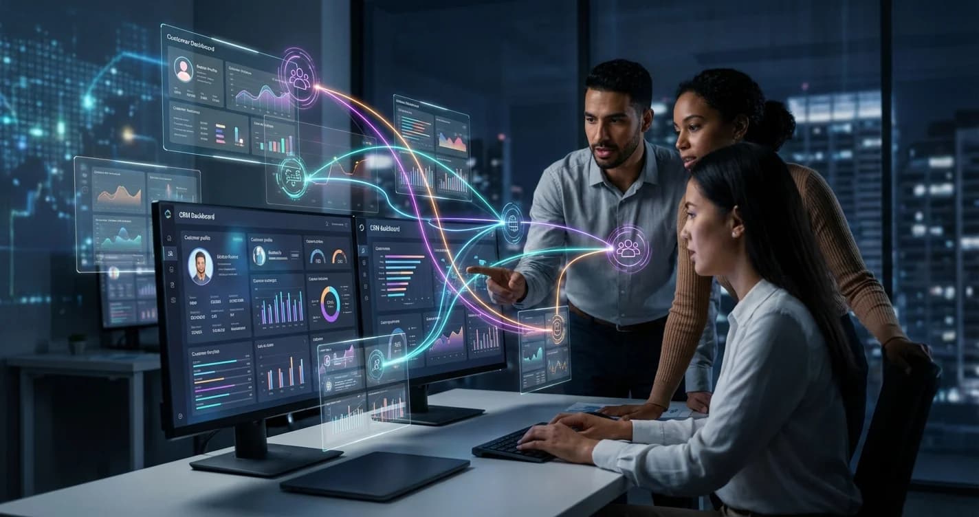 CRM Entegrasyonu: Müşteri Verilerini Birleştirin - chatbot CRM entegrasyonu, Salesforce chatbot, HubSpot chatbot görseli