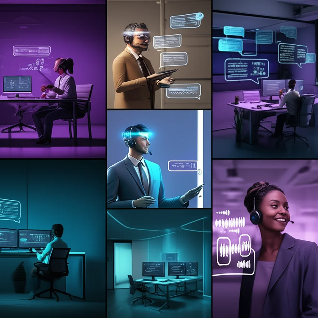 Farklı sektörlerden işletmelerin akıllı müşteri temsilcisi kullandığı bir kolaj