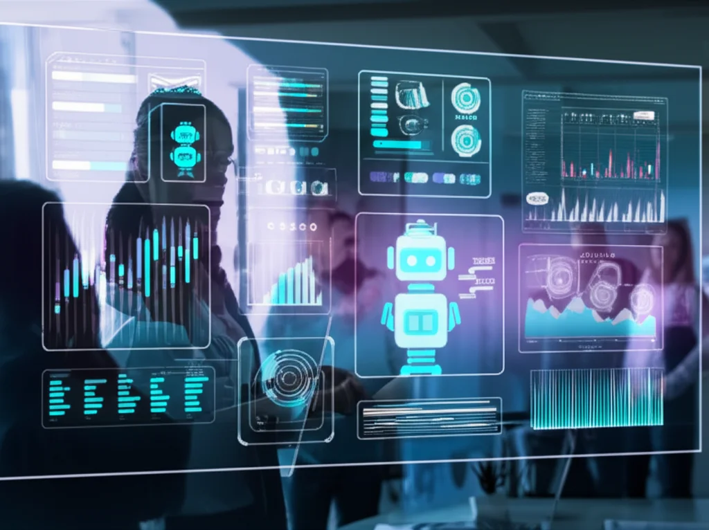 Çeşitli platformlarda çalışan chatbotları gösteren kolaj