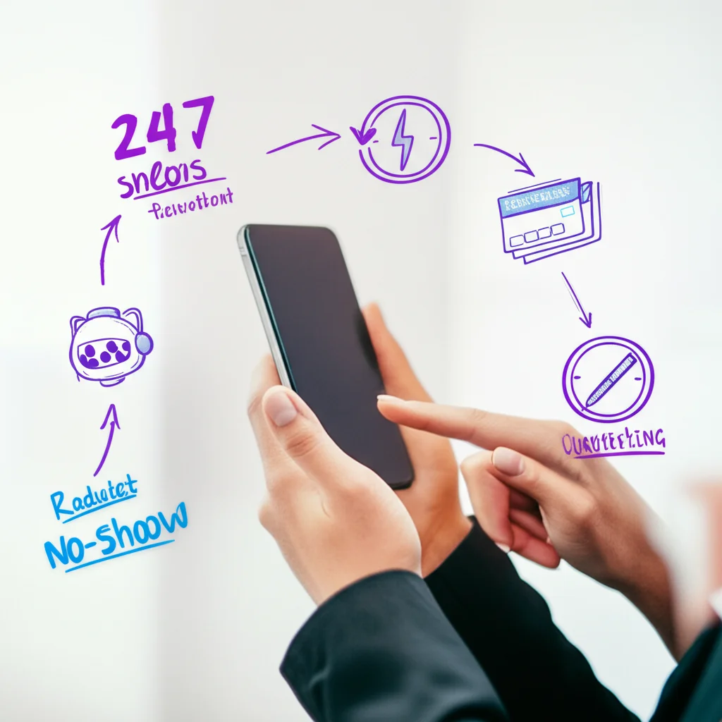 Chatbot ile randevu almanın faydalarını gösteren bir infografik.