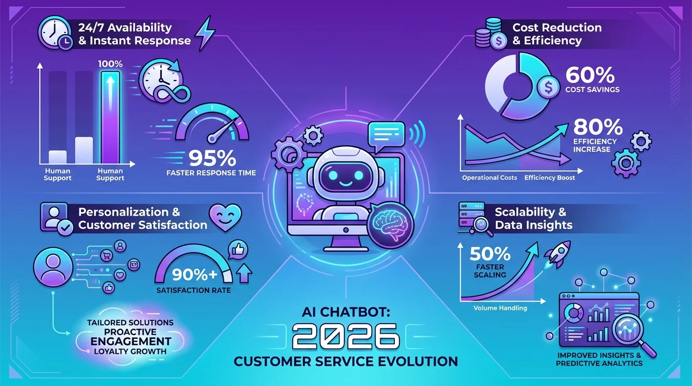 Yapay zeka chatbot avantajları infografik