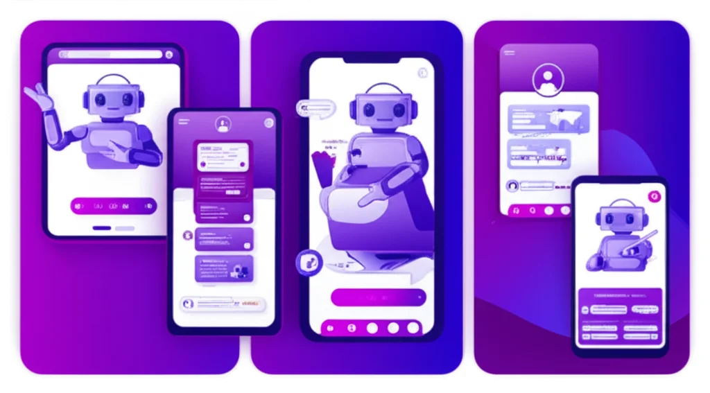 Farklı platformlarda bir chatbot'un nasıl göründüğünü gösteren bir kolaj