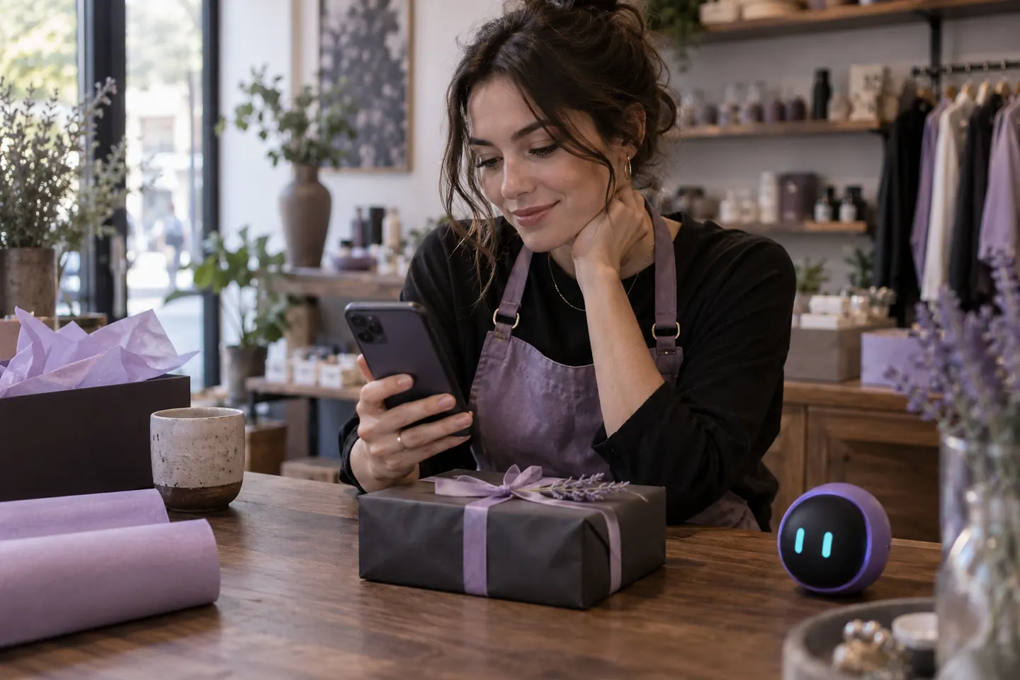Yapay Zeka Chatbot markasını içeren temsili çalışma ve müşteri iletişimi ortamı